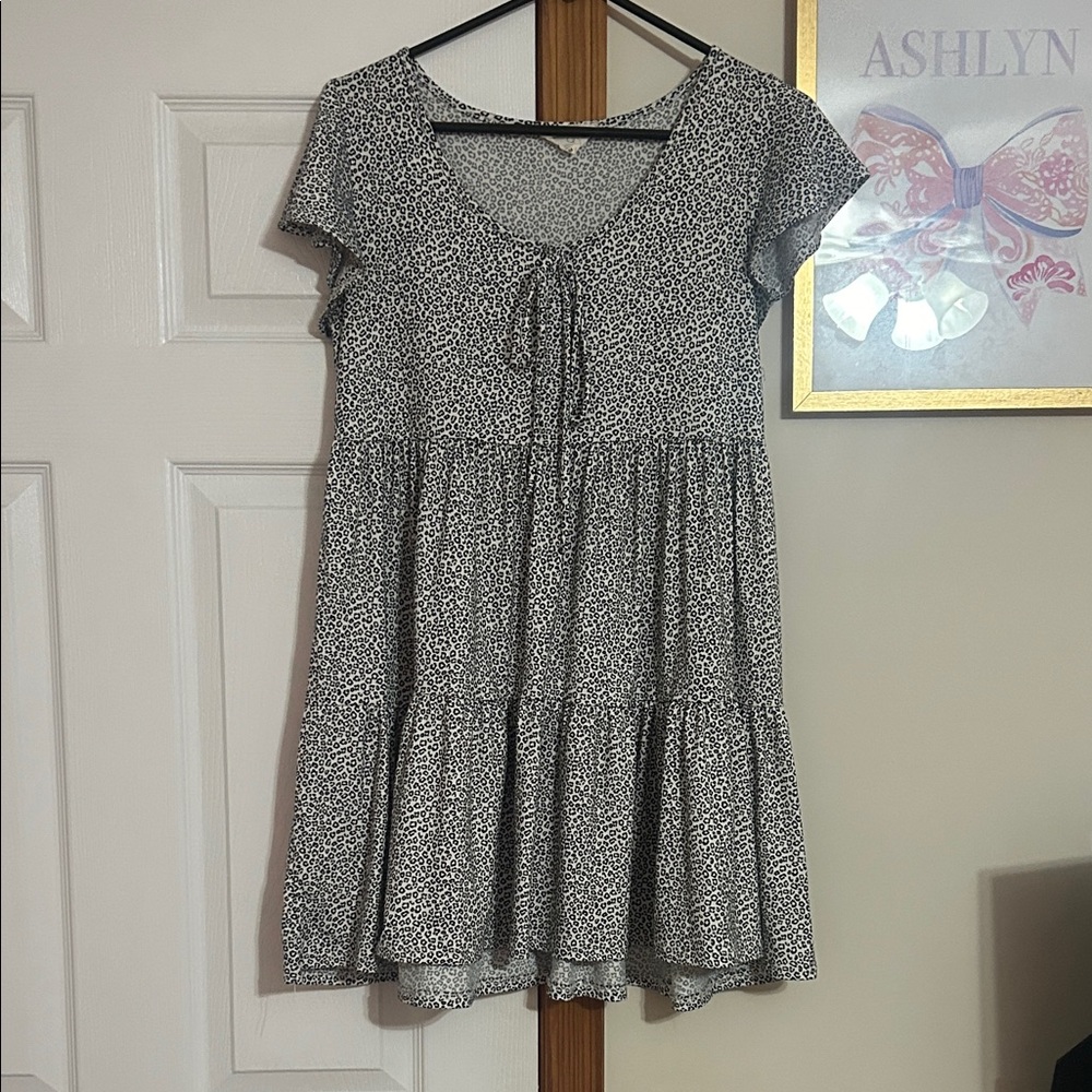 Leopard print babydoll dress
